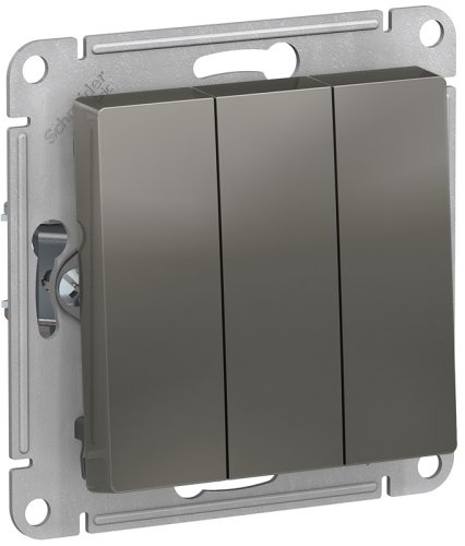 Выключатель без рамки Systeme Electric AtlasDesign 3-кл. сталь картинка